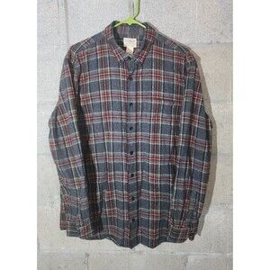 LL Bean Slightly Fitted Long Sleeve Button Up Plaid Flannel Men's Shirt Size LT